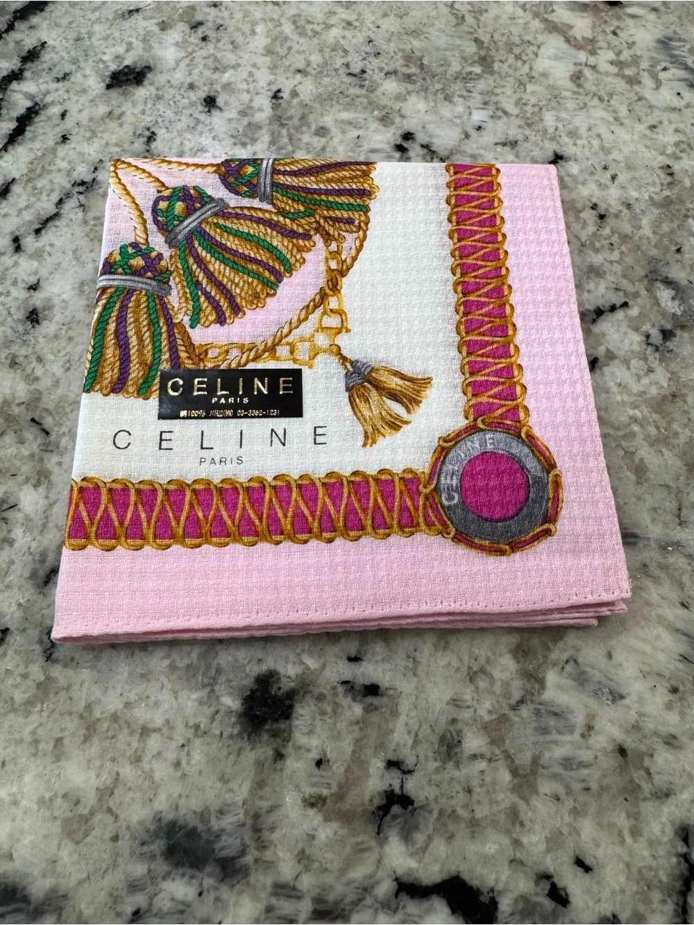 NWT CELINE Vintage Pink Neckerchief Scarf